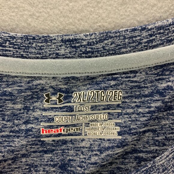 Under Armour Shirt Mens 2XL XXL Blue Gray Pullover‎ Loose Heatgear Polyester - Picture 9 of 9
